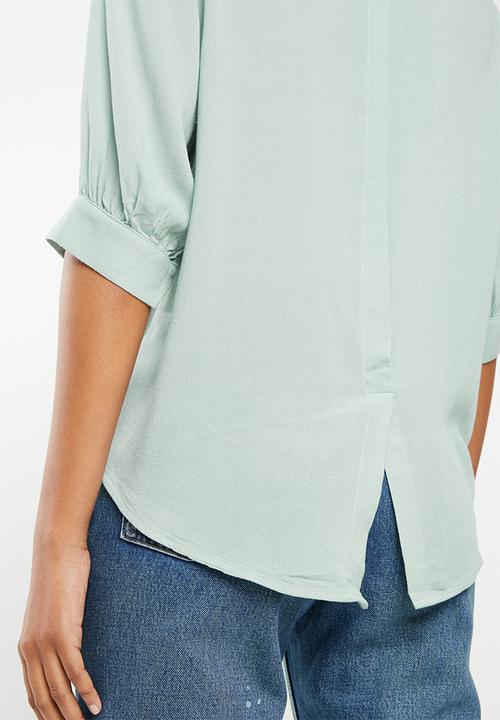 G Couture - Draped collar top - green