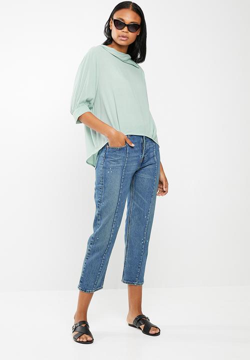 G Couture - Draped collar top - green