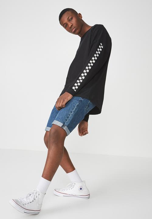 Cotton On - Drop shoulder long sleeve tee - black