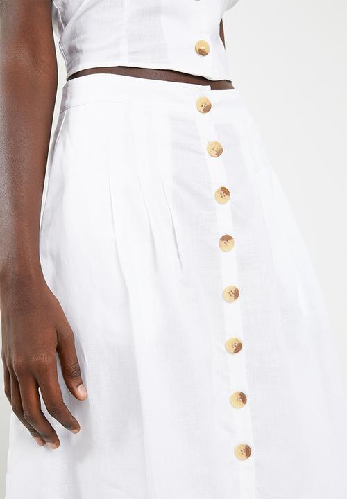 STYLE REPUBLIC - Front button midi skirt - white