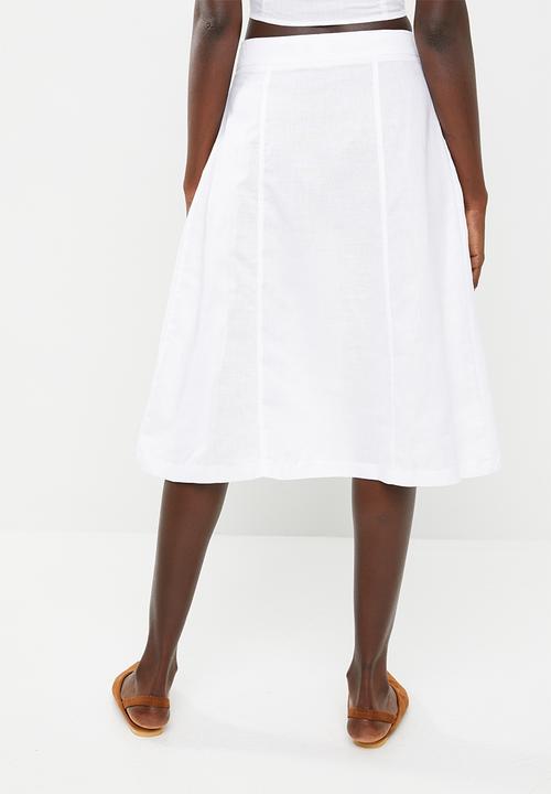 STYLE REPUBLIC - Front button midi skirt - white