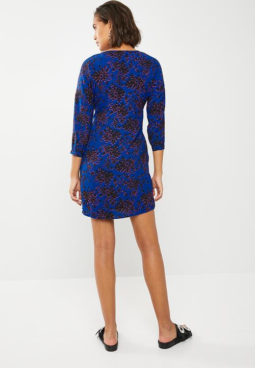 ONLY - Ibbie long sleeve lace-up dress - multi 