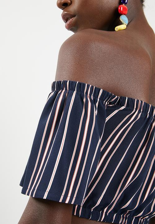 STYLE REPUBLIC - Bardot crop top - navy