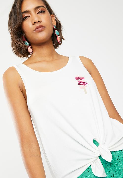 ONLY - Knot popsicle top - white