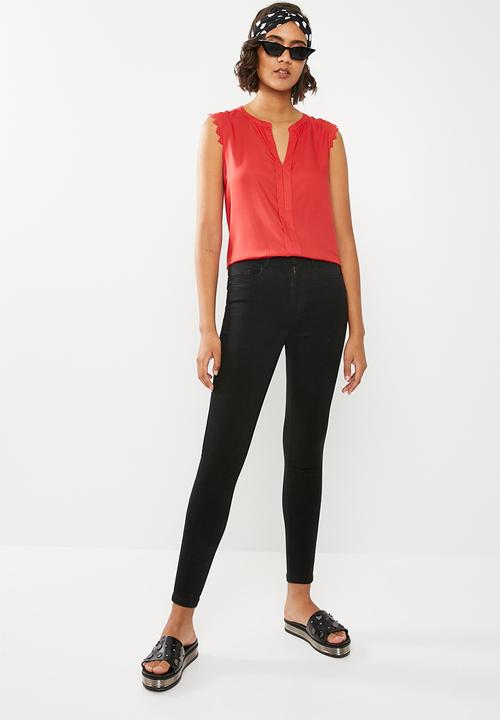 ONLY - Kimmi capped sleeve top - red