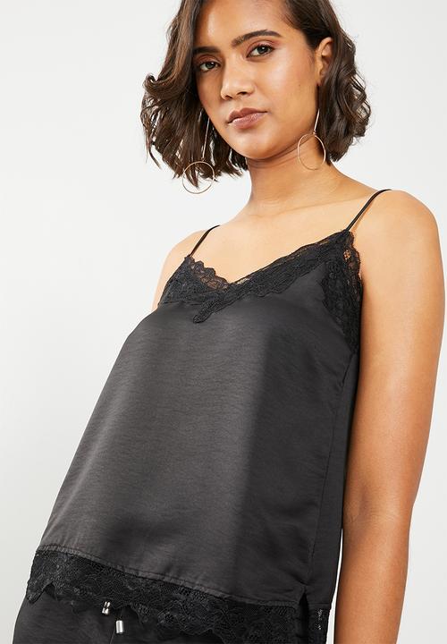 ONLY - Lace detail cami - black