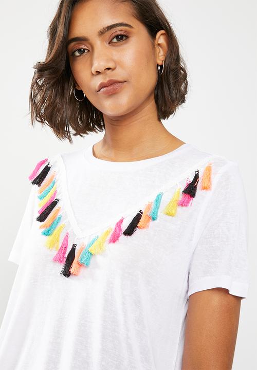 ONLY - Pam tassel top - white