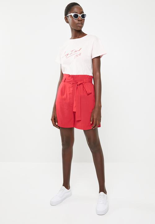 Superbalist - Tie belt shorts - red
