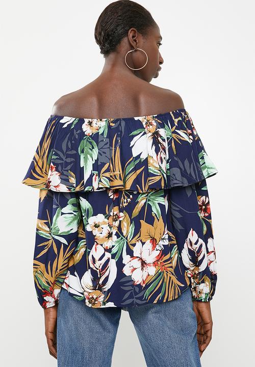 Superbalist - Frilled off the shoulder blouse - navy