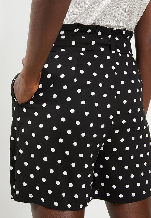 Superbalist - Tie belt shorts - black & white