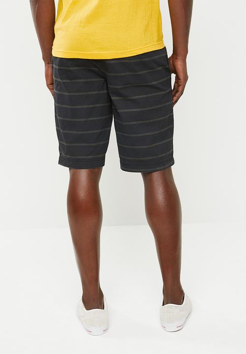 STYLE REPUBLIC - Alfred stripe shorts - black & khaki