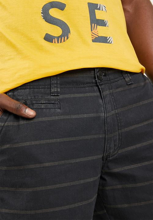 STYLE REPUBLIC - Alfred stripe shorts - black & khaki