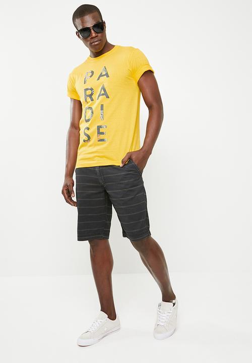 STYLE REPUBLIC - Alfred stripe shorts - black & khaki