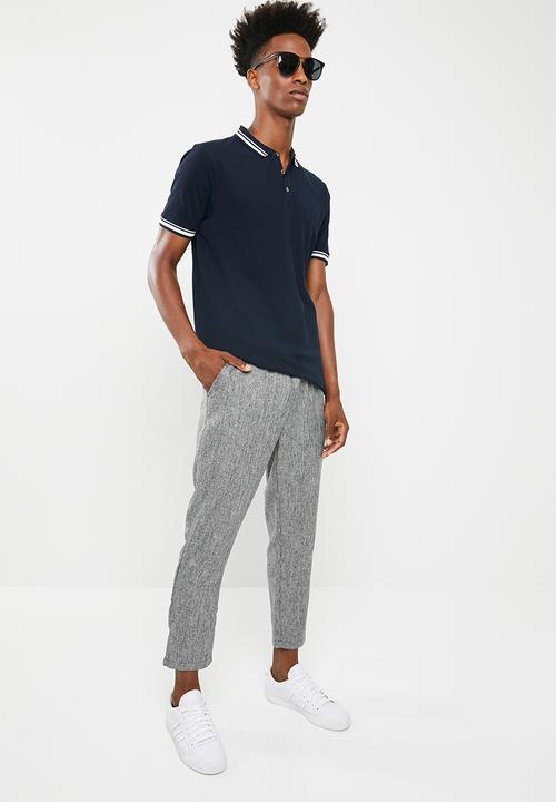 Superbalist - Pique tipped short sleeve slim polo - navy 