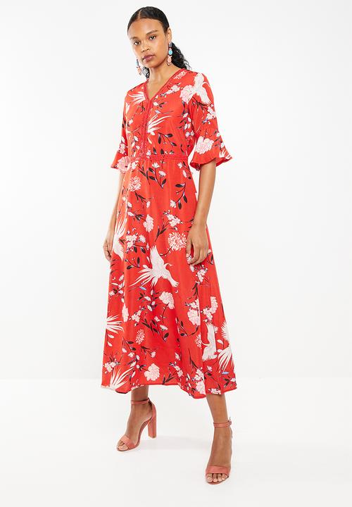 STYLE REPUBLIC - Ladder lace maxi dress - red