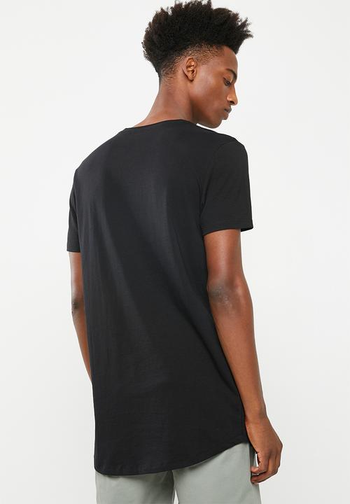 Superbalist - Curved hem longline tee - black