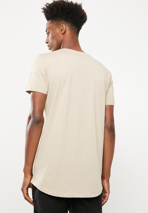 Superbalist - Curved hem printed longline tee - beige