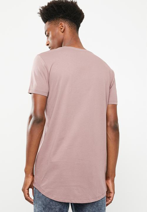 Superbalist - Curved hem printed longline tee - pink 