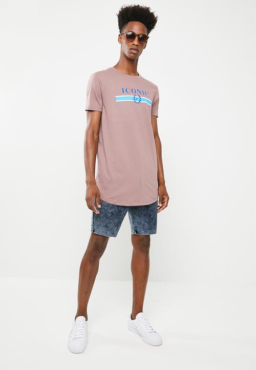 Superbalist - Curved hem printed longline tee - pink 
