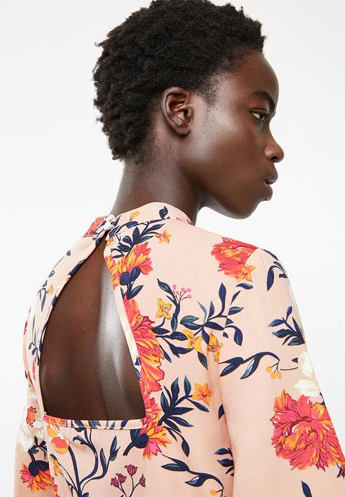 ONLY - Patrice 3/4 highneck woven top - pink