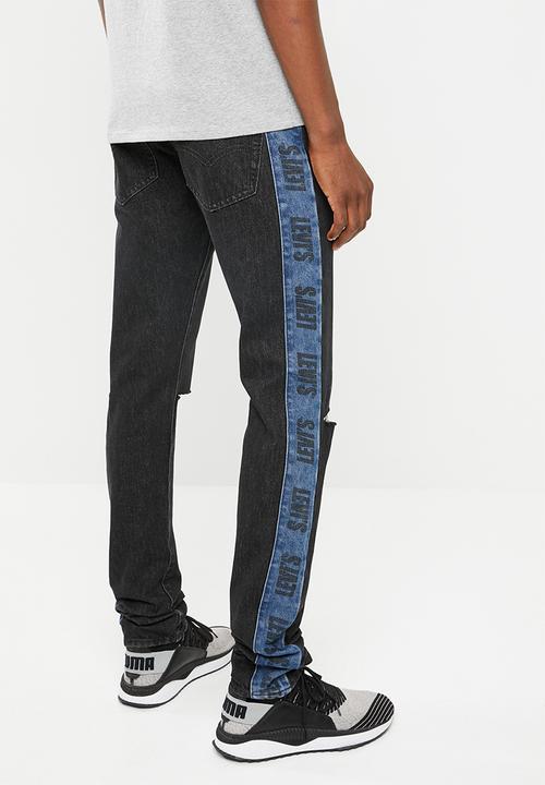 Levi’s® - Ball stack stripe two pointer destruction jeans - black & blue
