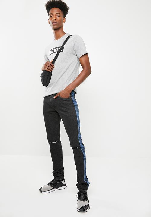 Levi’s® - Ball stack stripe two pointer destruction jeans - black & blue