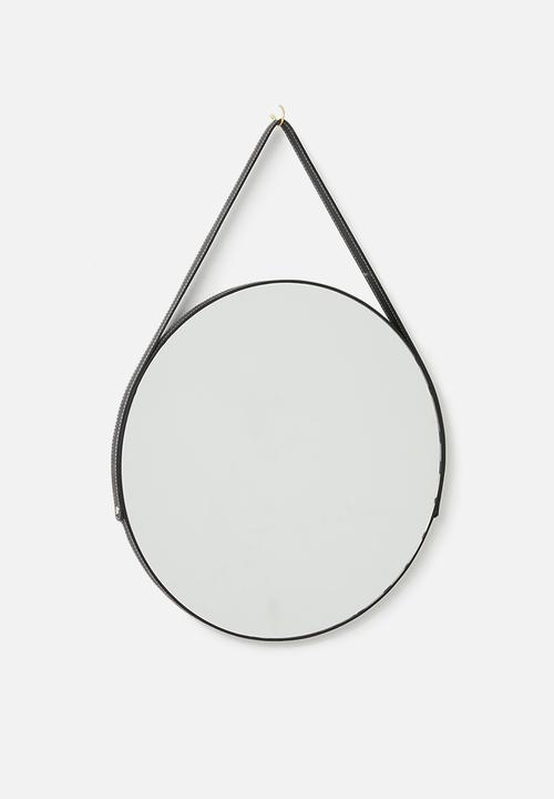 Sixth Floor - Round hanging mirror - black