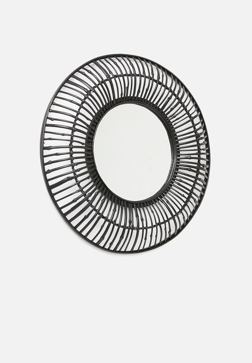 Sixth Floor - Bamboo round mirror - black