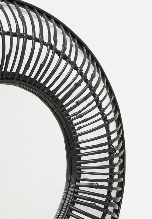 Sixth Floor - Bamboo round mirror - black