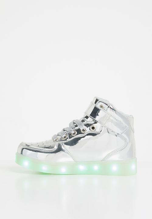 Pop Candy - High top light up  sneaker - silver