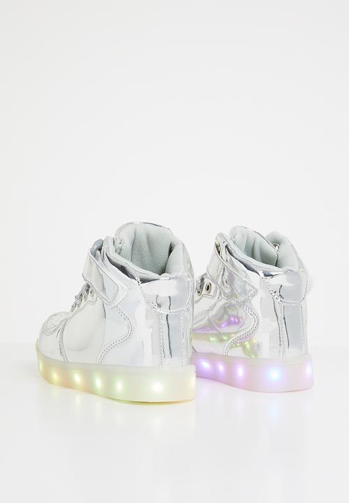 Pop Candy - High top light up  sneaker - silver