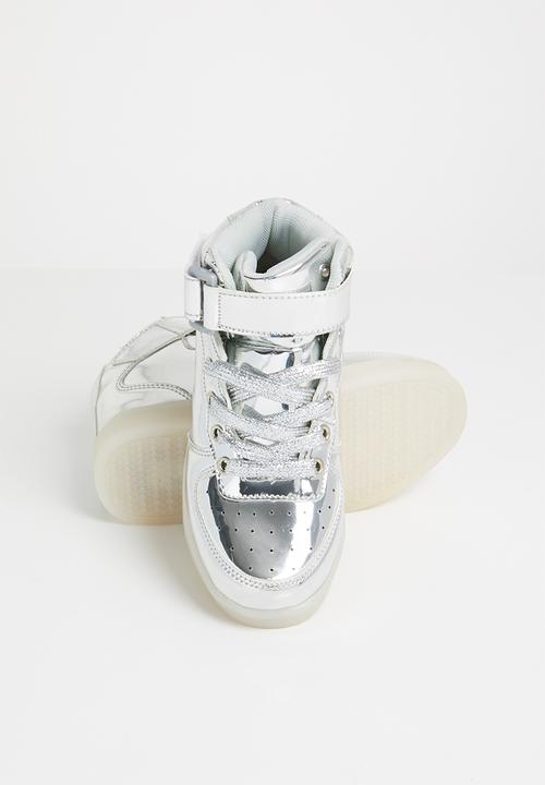 Pop Candy - High top light up  sneaker - silver