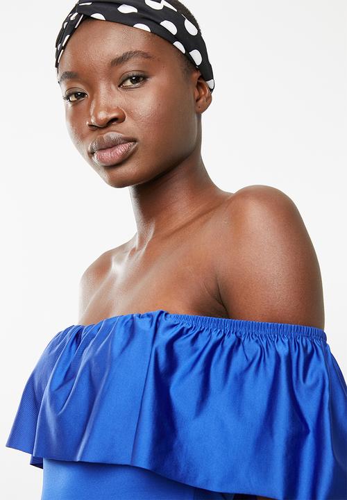 ONLY - Frill shoulder bodysuit - blue