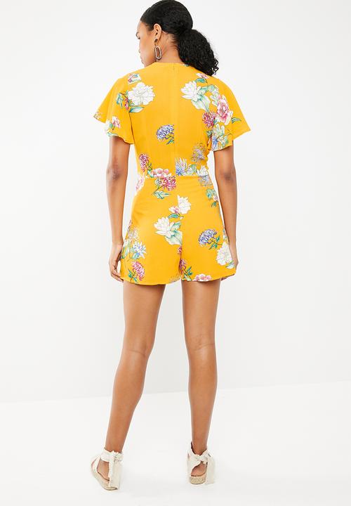STYLE REPUBLIC - Tie front floral jumpsuit - yellow