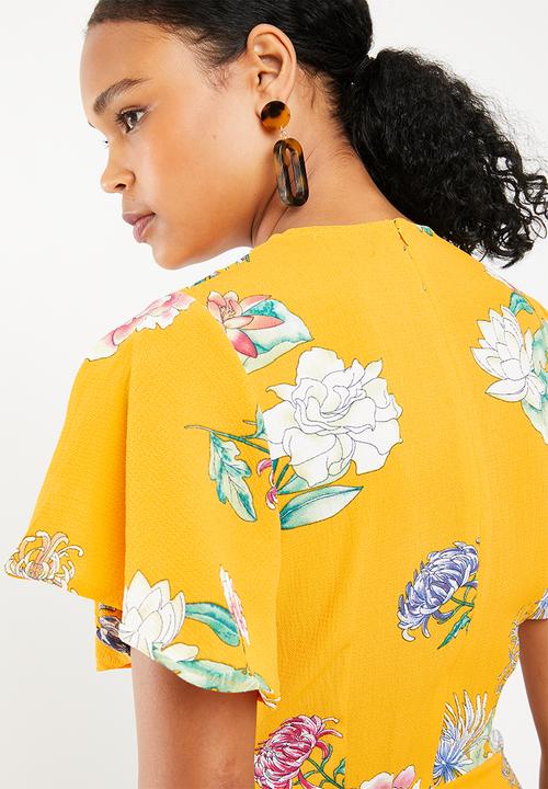 STYLE REPUBLIC - Tie front floral jumpsuit - yellow