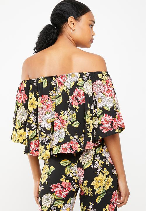 STYLE REPUBLIC - Satin bardot blouse - black