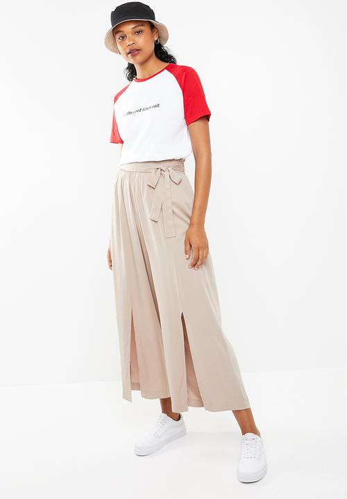 STYLE REPUBLIC - Wide leg paperbag pants  - beige