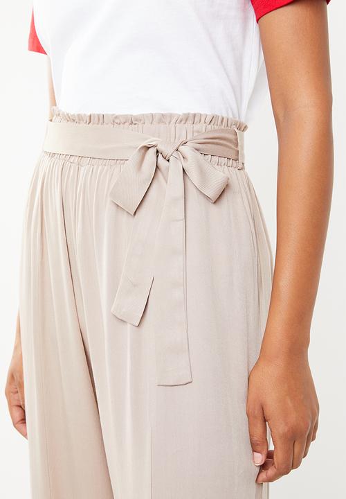STYLE REPUBLIC - Wide leg paperbag pants  - beige
