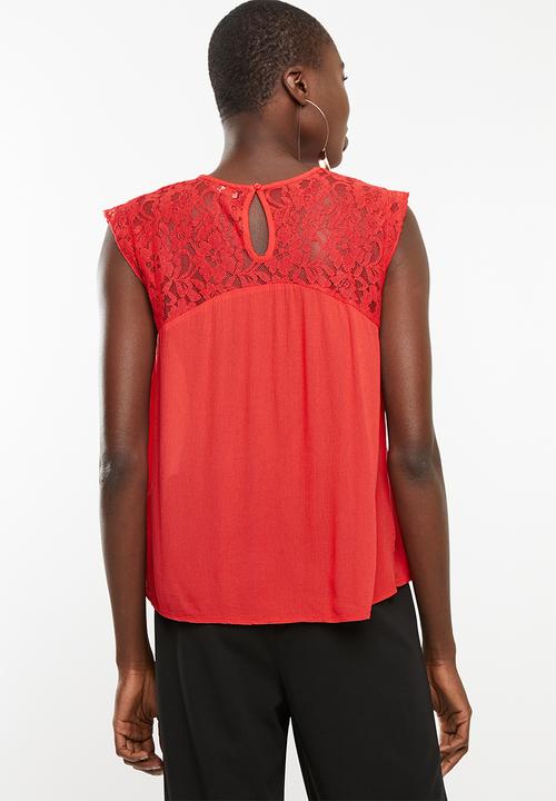 ONLY - Karmen lace top - red