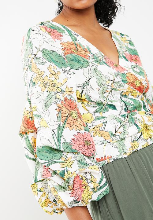 STYLE REPUBLIC - Romantic volume wrap blouse - white