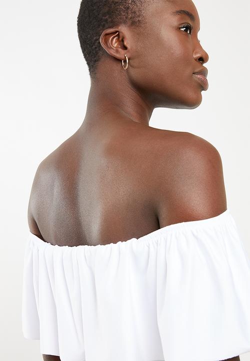 ONLY - Frill shoulder bodysuit - white