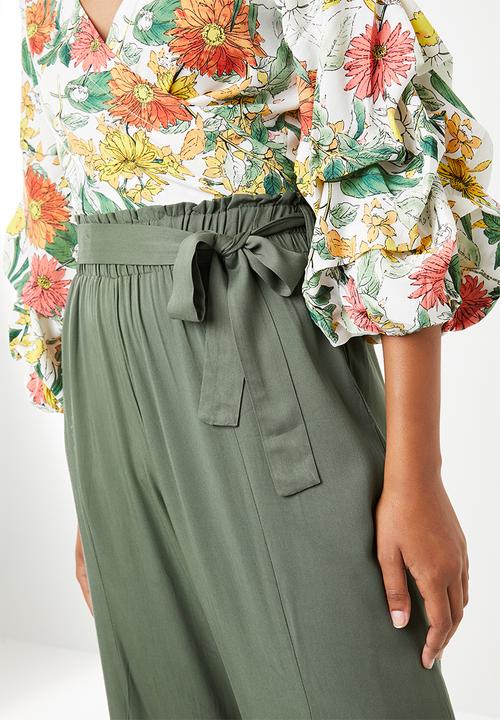 STYLE REPUBLIC - Wide leg paperbag pants - khaki green
