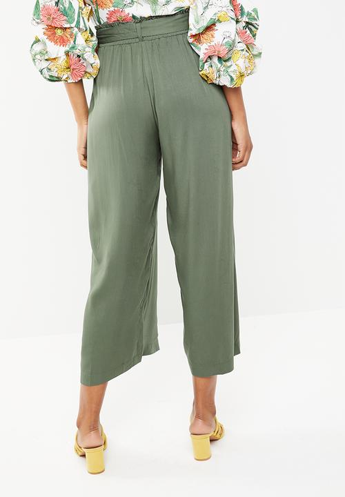 STYLE REPUBLIC - Wide leg paperbag pants - khaki green