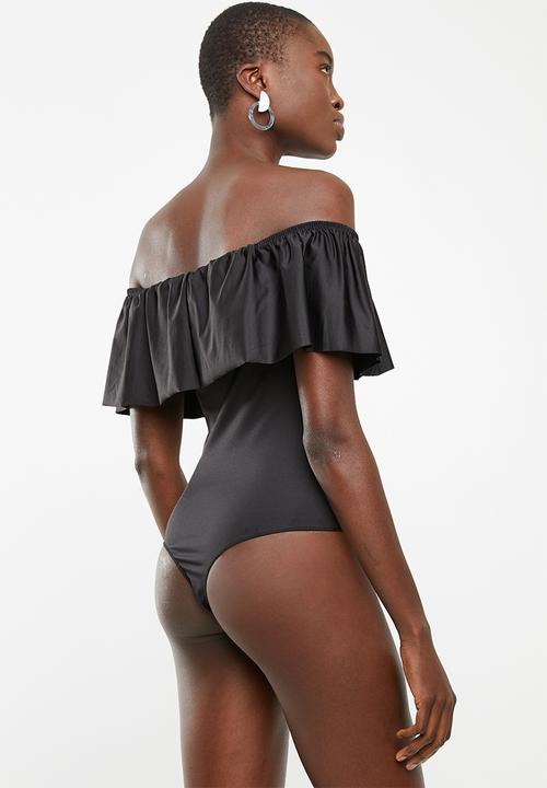 ONLY - Frill shoulder bodysuit - black