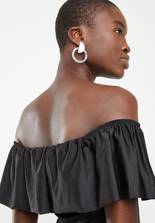 ONLY - Frill shoulder bodysuit - black