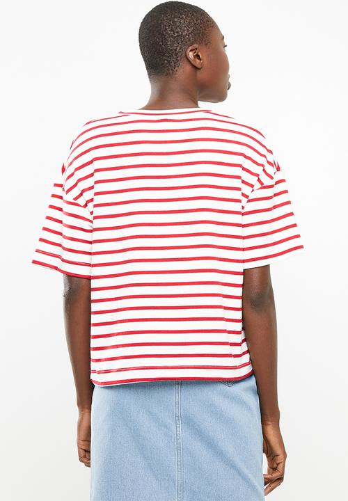 Superbalist - Boxy tee - red & white 