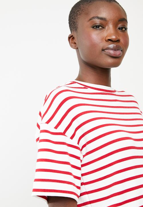 Superbalist - Boxy tee - red & white 