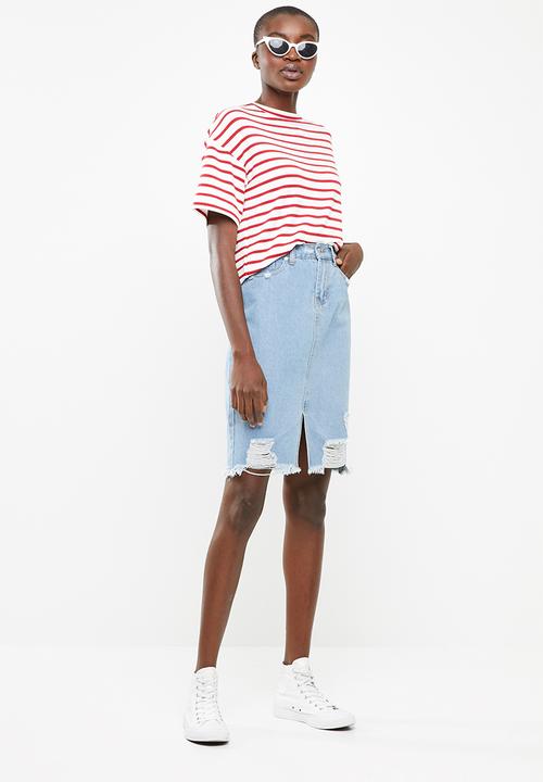 Superbalist - Boxy tee - red & white 