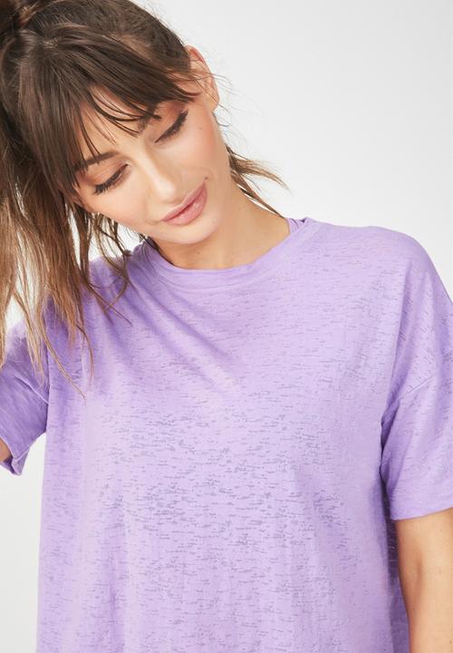 Cotton On - Boxy burnout T-shirt - purple