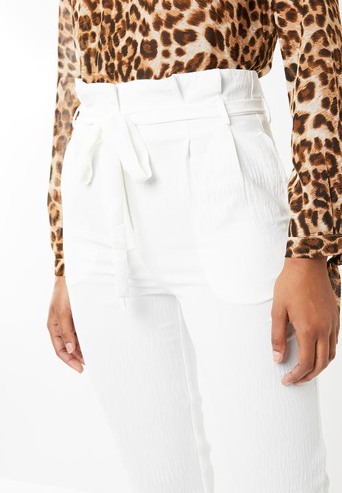 STYLE REPUBLIC - Highwaisted paperpag pants - white